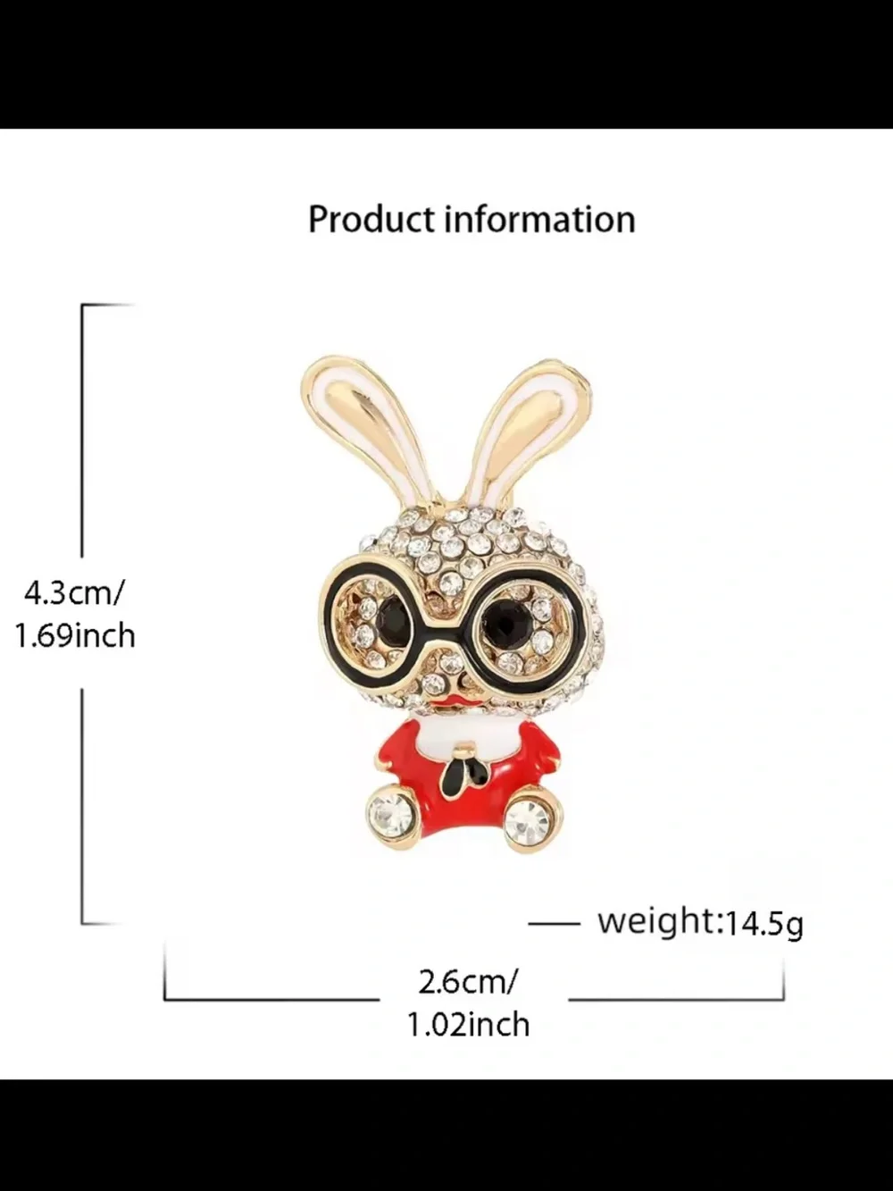 New! Anthropologie Gold-Tone Bunny Brooch with Red Enamel and Clear Crystals